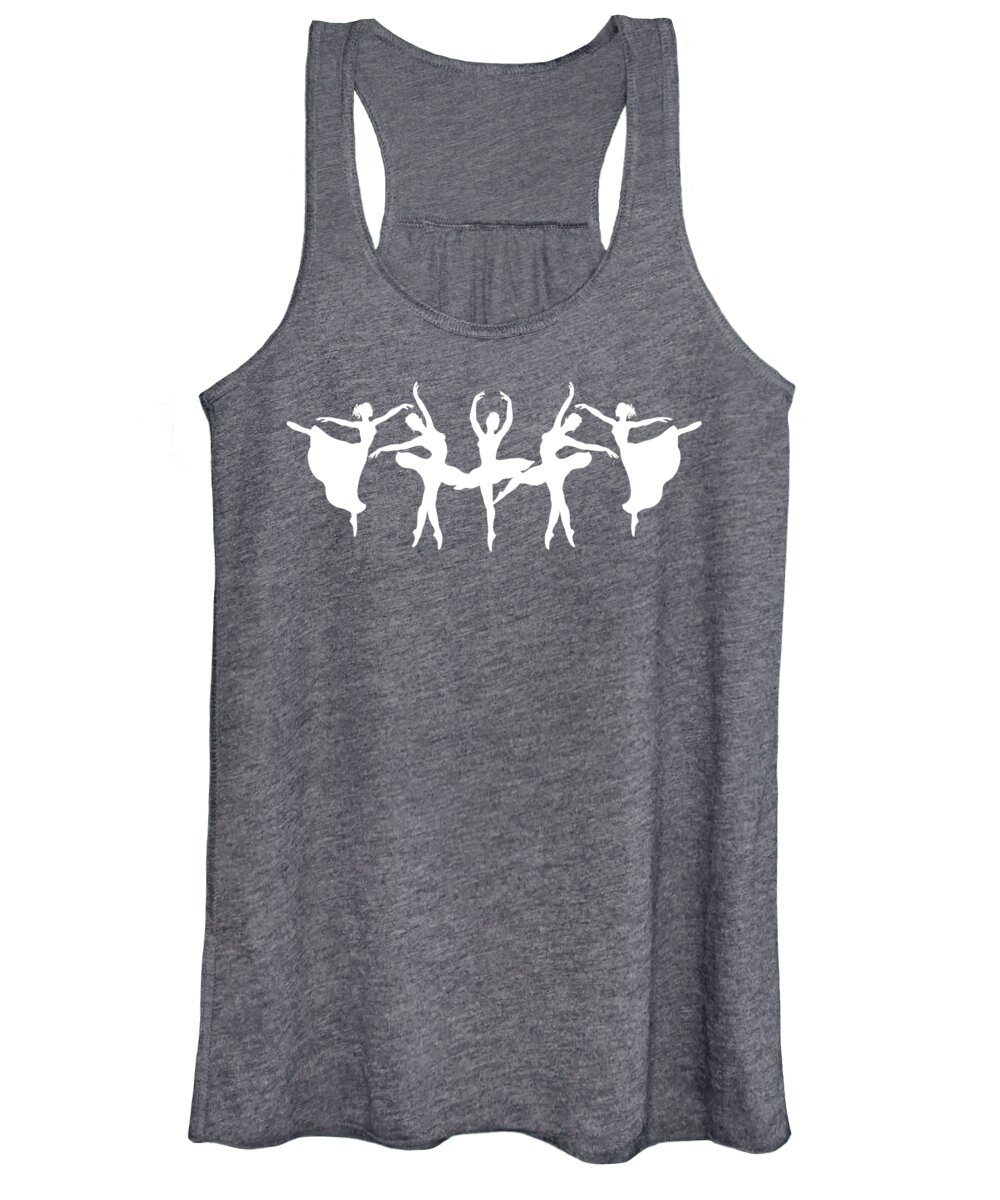 Passionate Women's Tank Top featuring the painting Passionate Dance White Ballerinas Silhouettes by Irina Sztukowski