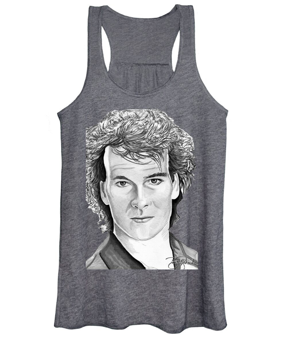 Patrick Women's Tank Top featuring the drawing Patrick Swayze by Bill Richards