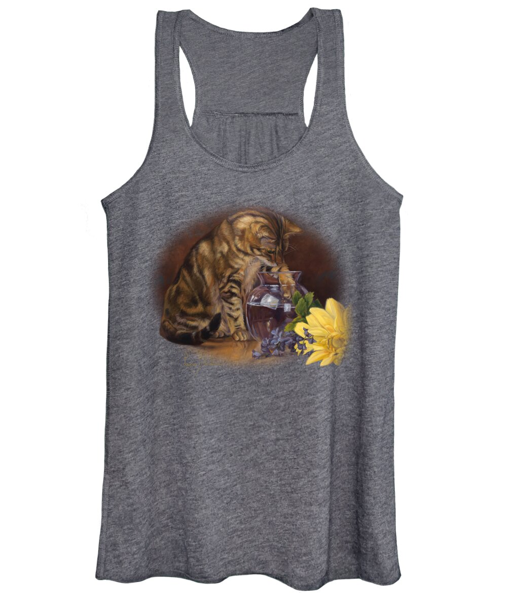 Cat Women's Tank Top featuring the painting Paw in the Vase by Lucie Bilodeau