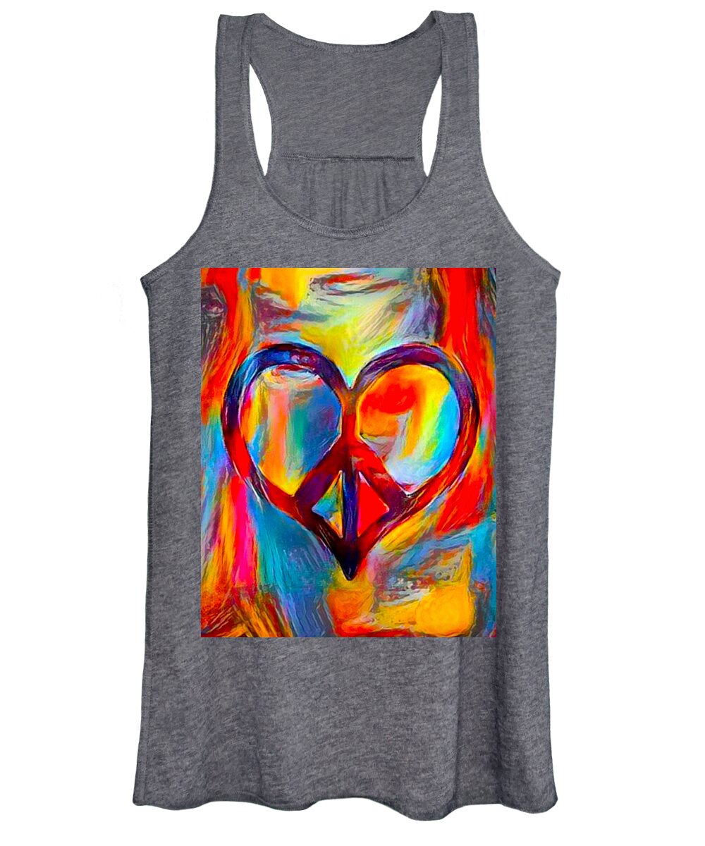 Peace Women's Tank Top featuring the digital art Peace Of My Heart - Multi by Artistic Mystic