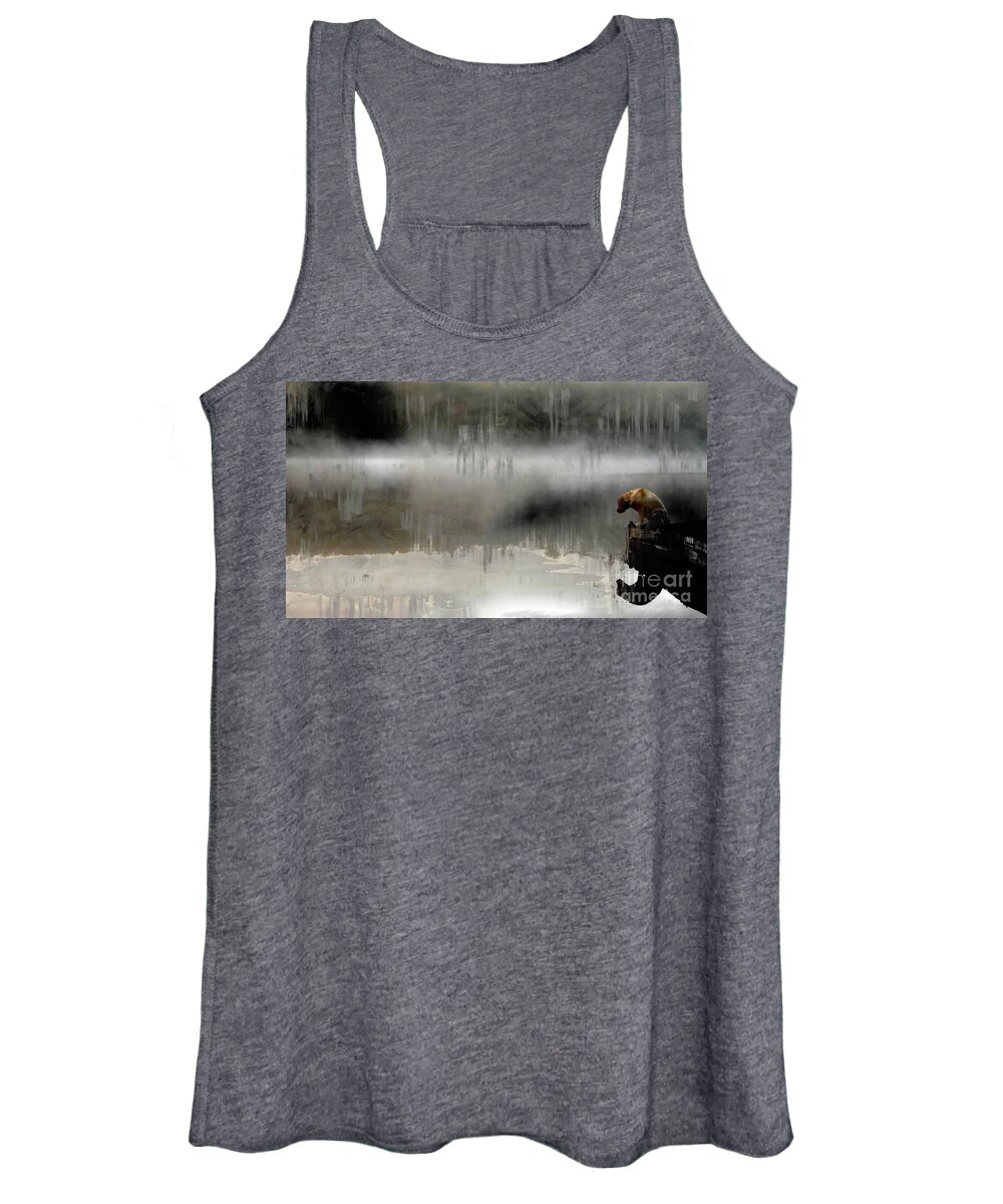 Dog Women's Tank Top featuring the photograph Peaceful Reflection by Claire Bull