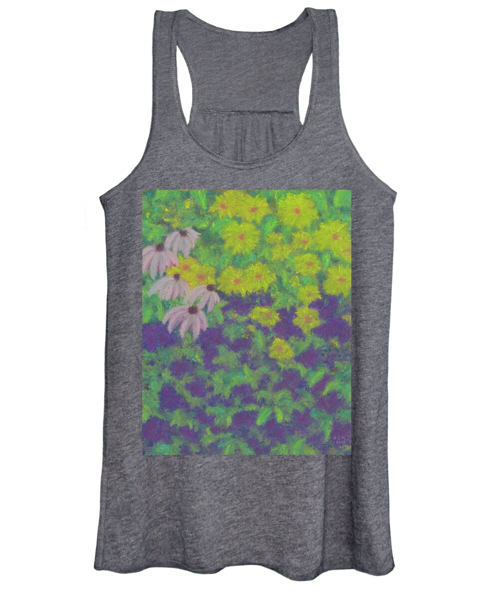 Summer Women's Tank Top featuring the pastel Peggy's Garden in Late Summer by Anne Katzeff