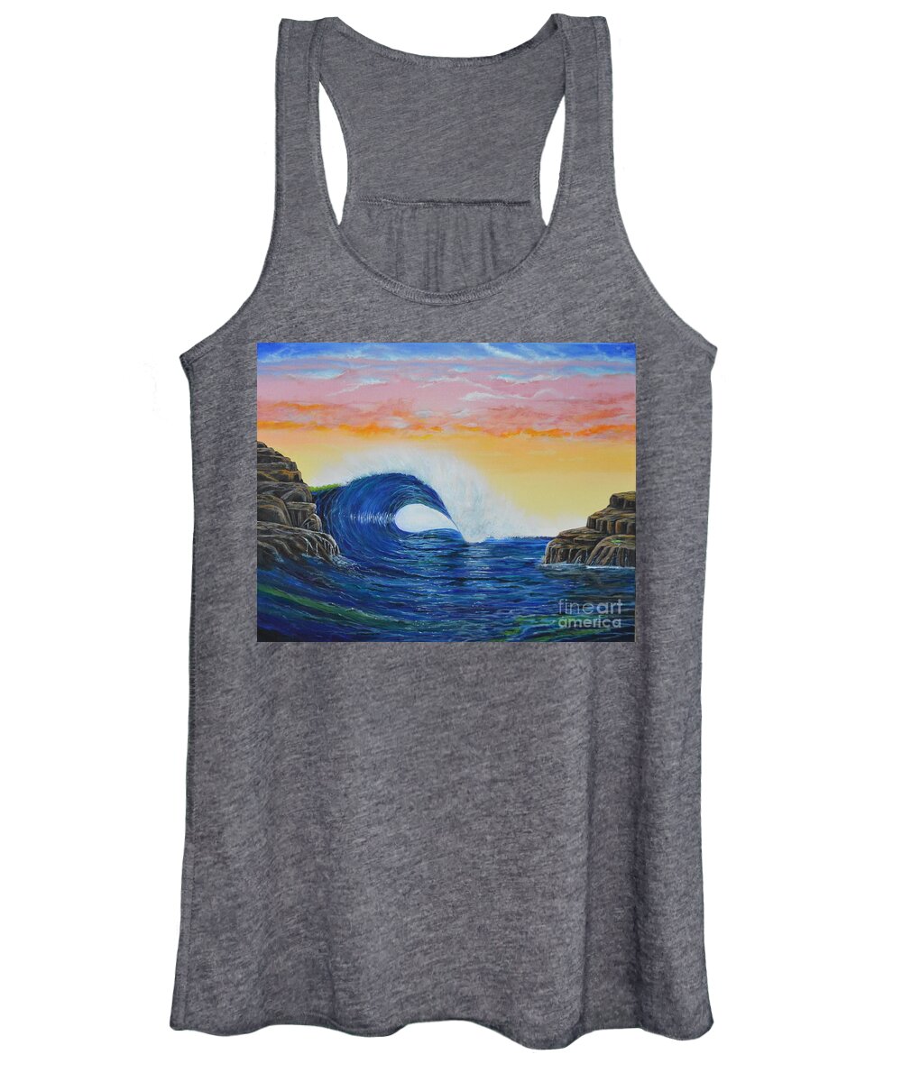 Ocean Women's Tank Top featuring the painting Perfect Curl by Mary Scott