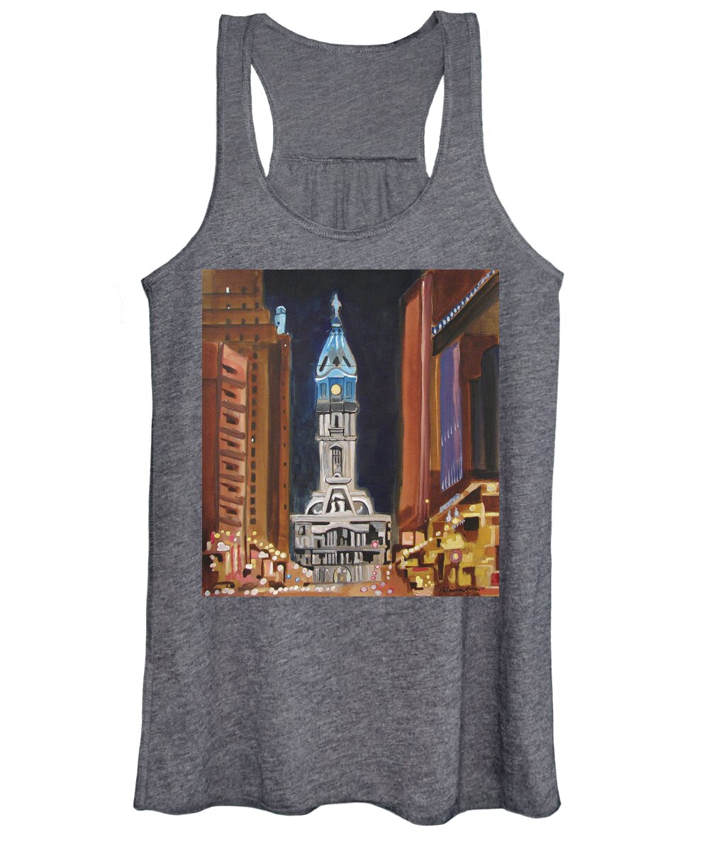 Landmarks Women's Tank Top featuring the painting Philadelphia City Hall by Patricia Arroyo