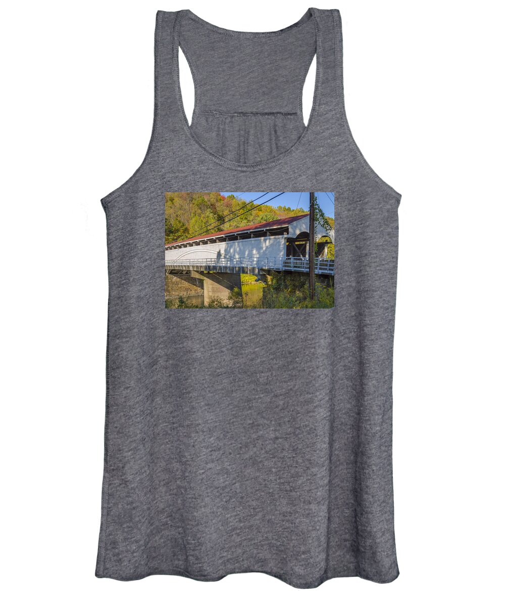 America Women's Tank Top featuring the photograph Philippi Covered Bridge by Jack R Perry