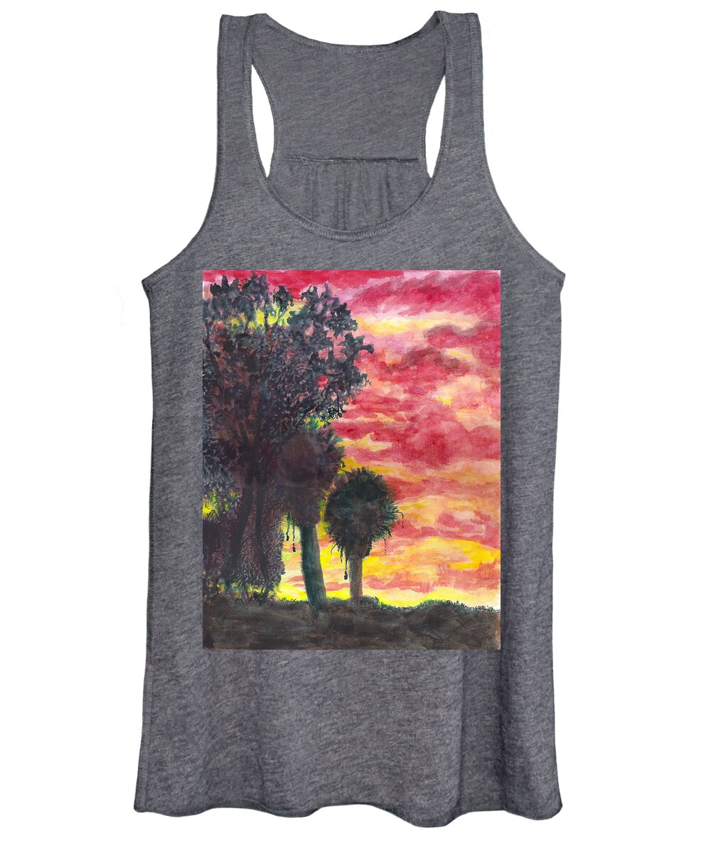 Phoenix Women's Tank Top featuring the painting Phoenix Sunset by Eric Samuelson