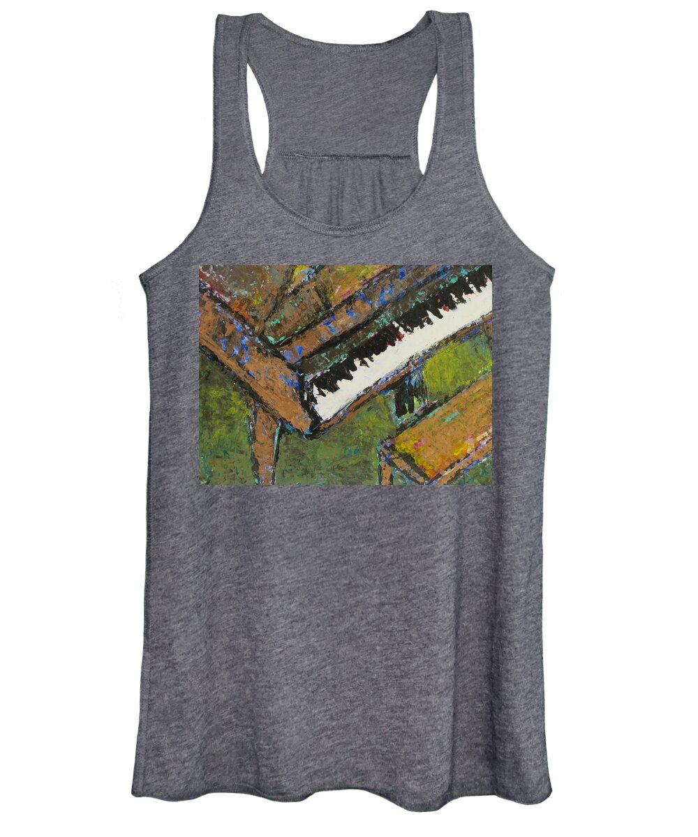 Piano Women's Tank Top featuring the painting Piano close up 1 by Anita Burgermeister