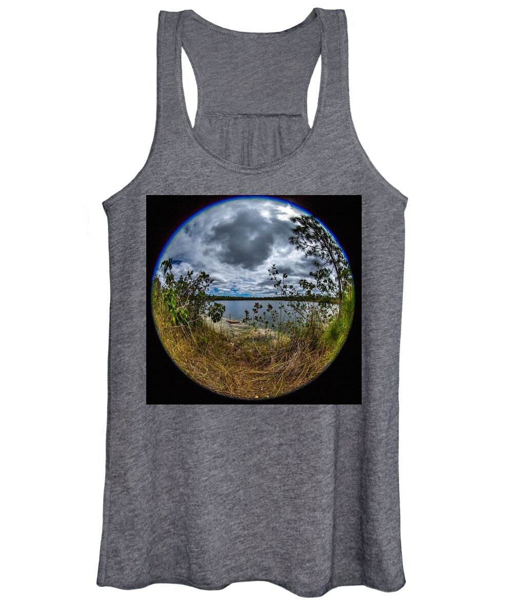 Fisheye Women's Tank Top featuring the photograph Pine Glades Lake 18 by Michael Fryd