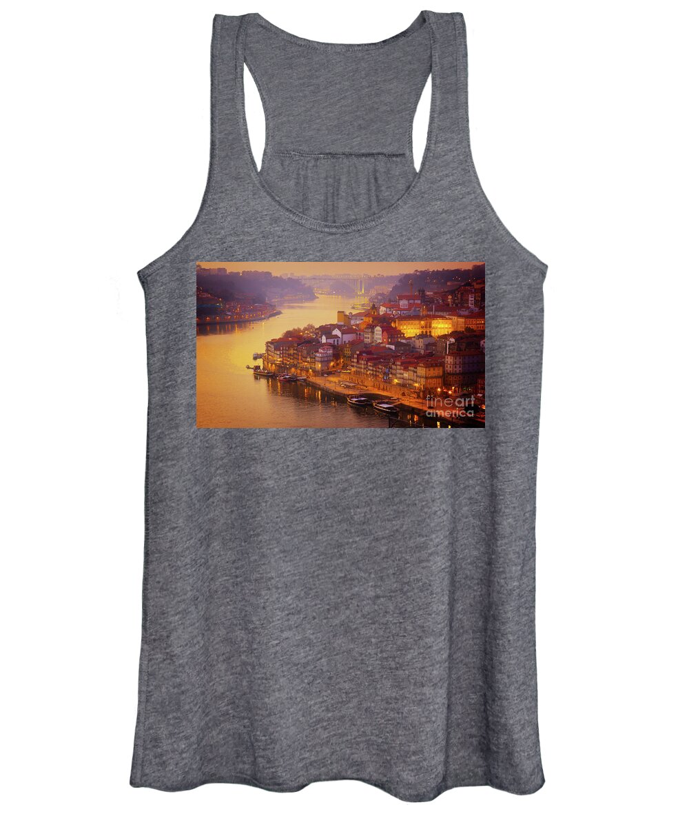 Old Women's Tank Top featuring the photograph Pink Sunset in Porto by Anastasy Yarmolovich