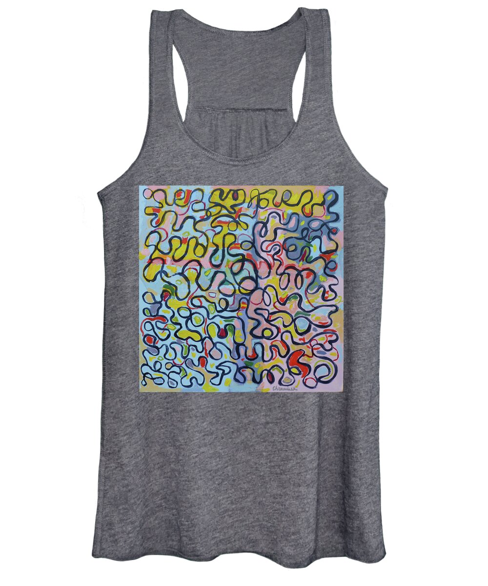 Abstract Women's Tank Top featuring the painting Pink Swirls by Stan Chraminski