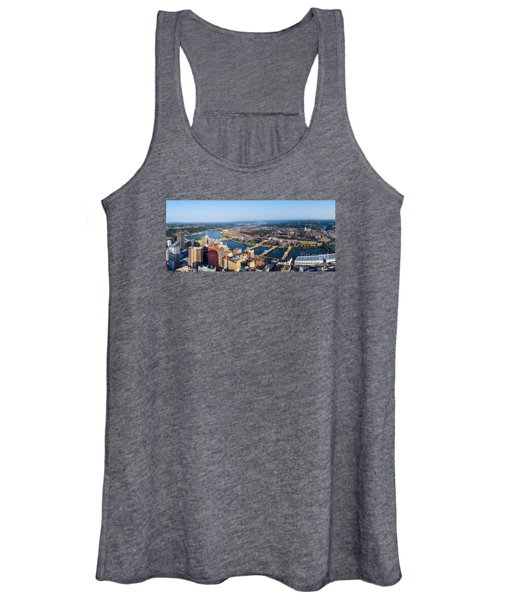 Pittsburgh Women's Tank Top featuring the photograph Pittsburgh Pennsylvania Cityscape Panoramic by Amy Cicconi