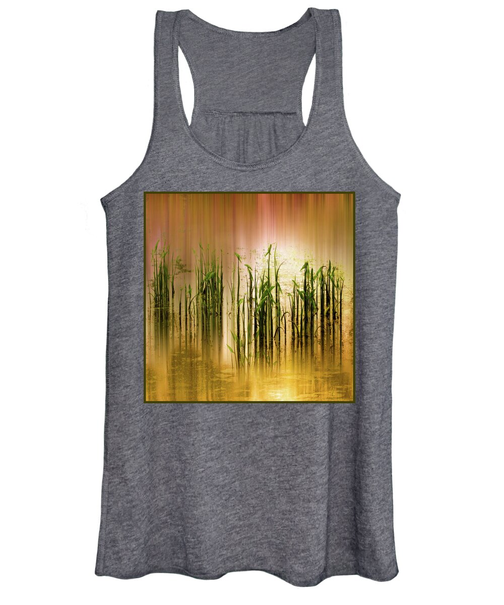 Grass Women's Tank Top featuring the photograph Pond Grass Abstract  by Jessica Jenney