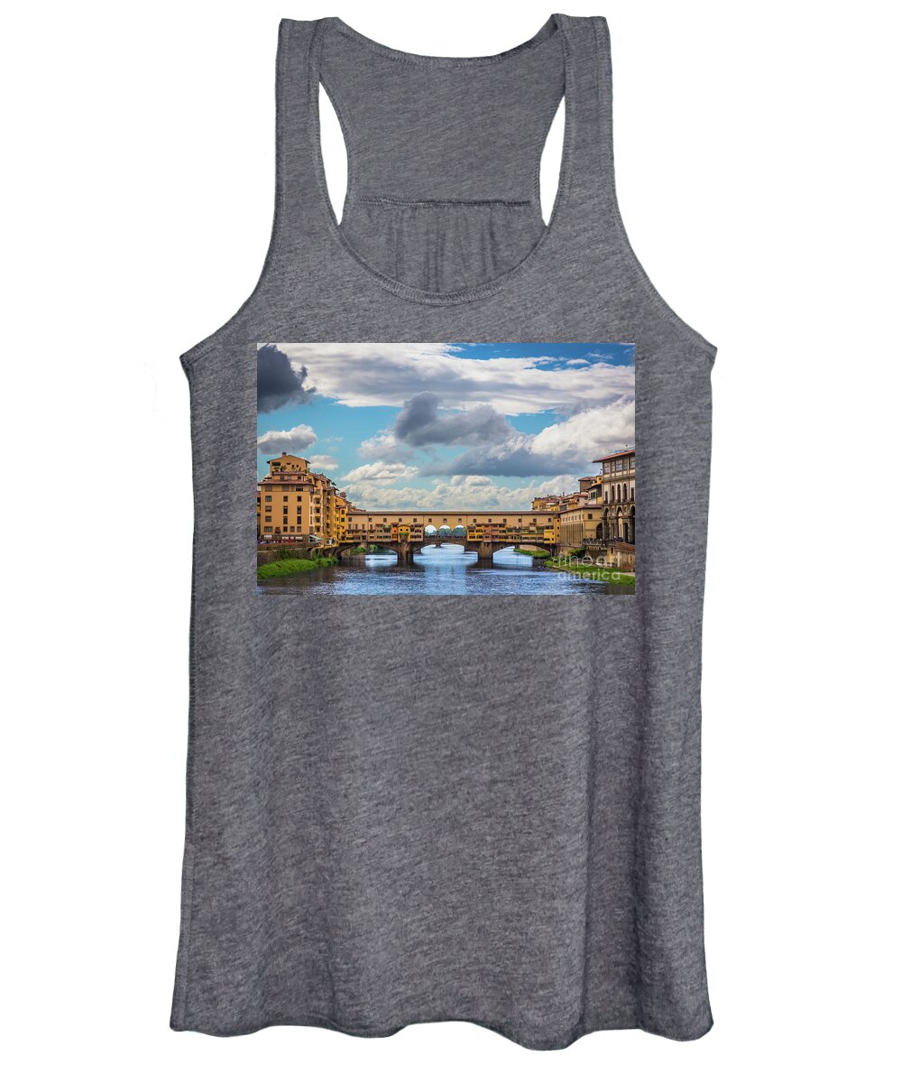 Arno Women's Tank Top featuring the photograph Ponte Vecchio Clouds by Inge Johnsson