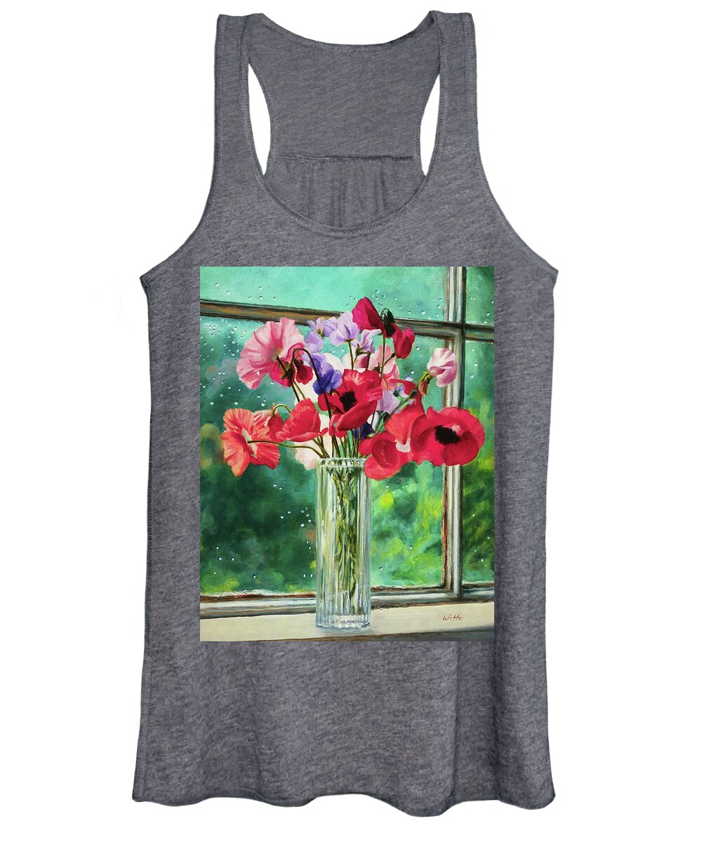 Poppies Women's Tank Top featuring the painting Poppies on Windowsill by Marie Witte