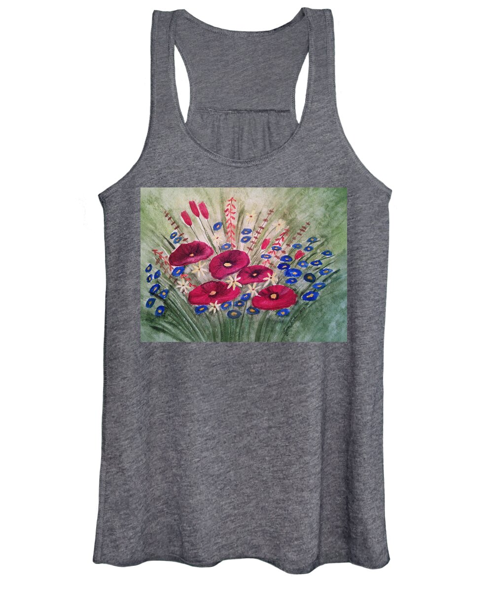 Red Poppies Women's Tank Top featuring the painting Poppin' Poppies by Susan Nielsen