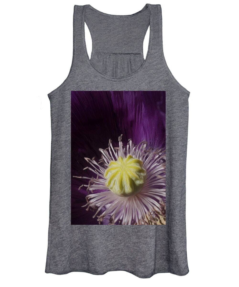 Floral Women's Tank Top featuring the digital art Poppy heart by Vincent Franco
