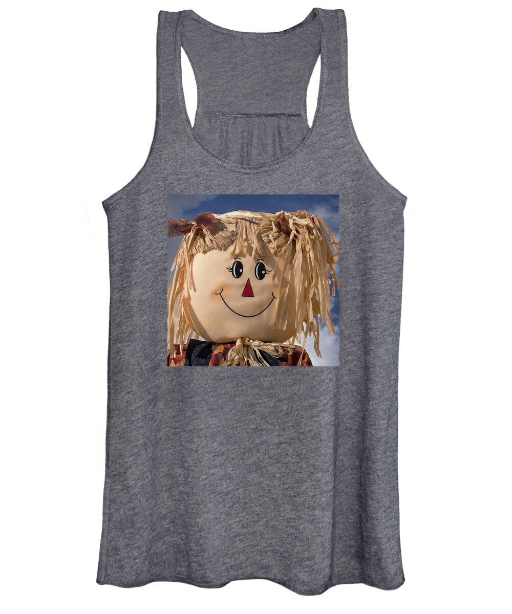 Scarecrow Women's Tank Top featuring the photograph Portrait of a Rag Doll Scarecrow by Phil Cardamone