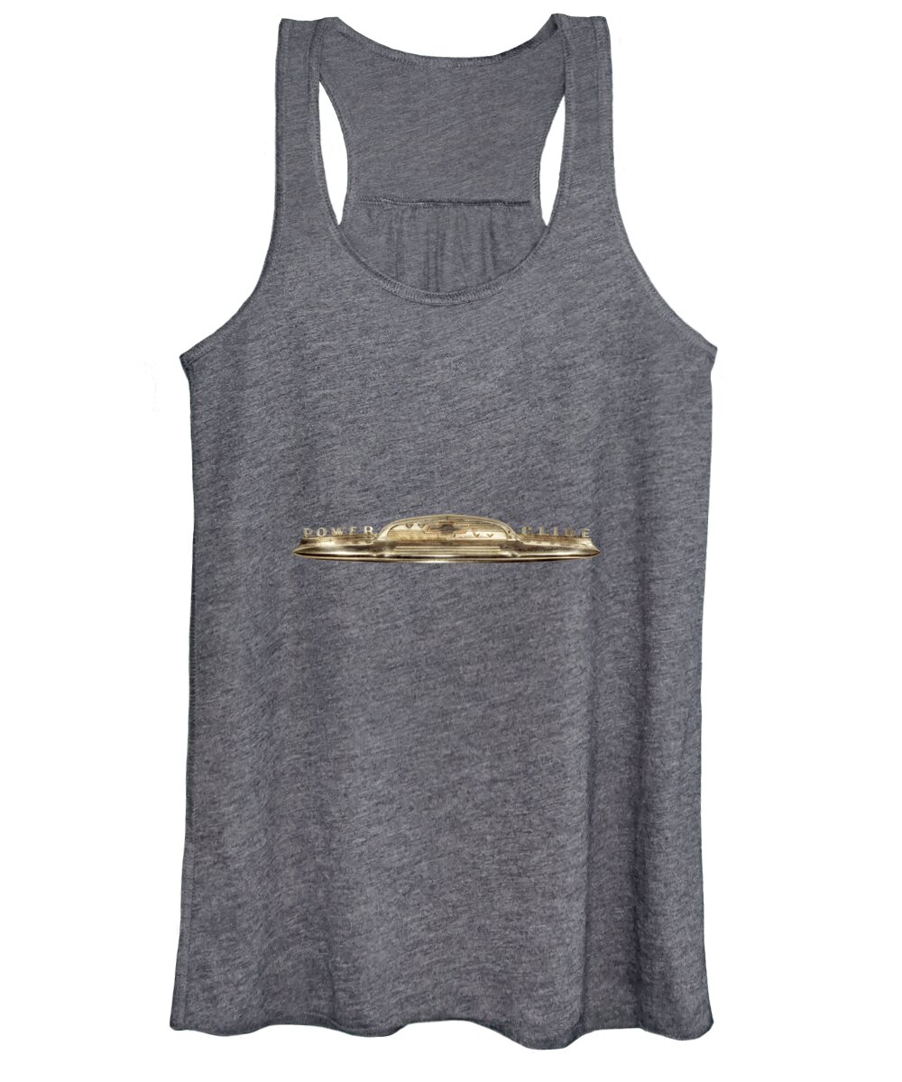 Automotive Women's Tank Top featuring the photograph Power Glide Hood Emblem by YoPedro