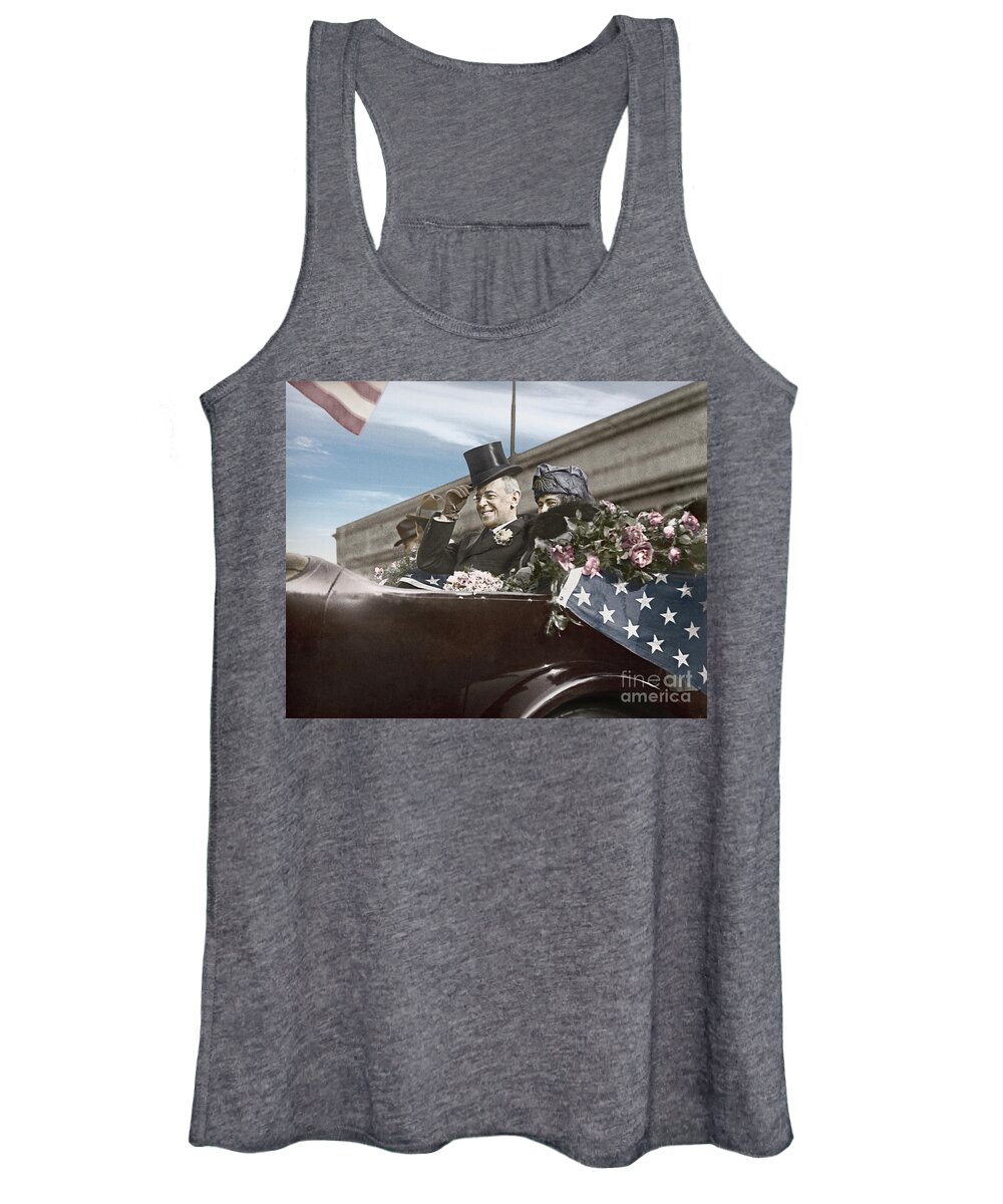 President Women's Tank Top featuring the photograph President Woodrow Wilson 1919 color by Martin Konopacki