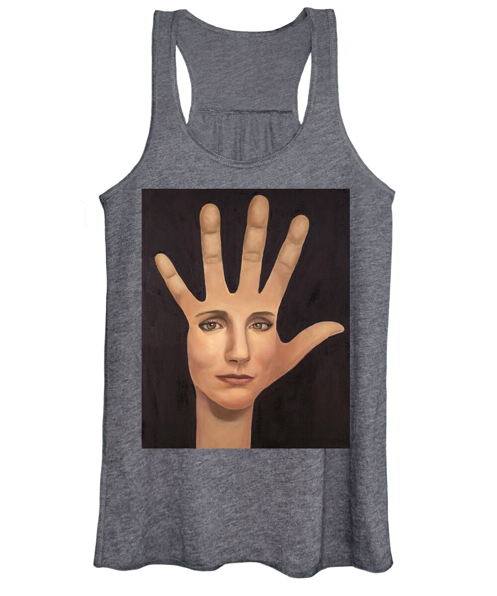 Faces In Unusual Places Women's Tank Top featuring the painting Pretty Palm by Sandi Snead