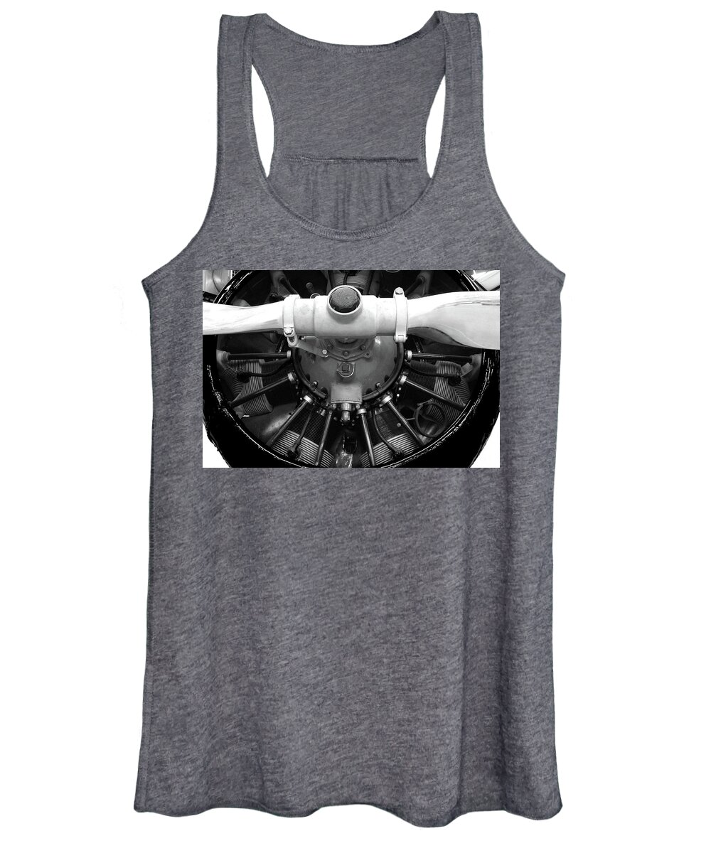 Plane Women's Tank Top featuring the photograph Pro and Cowl bw #50 by Raymond Magnani