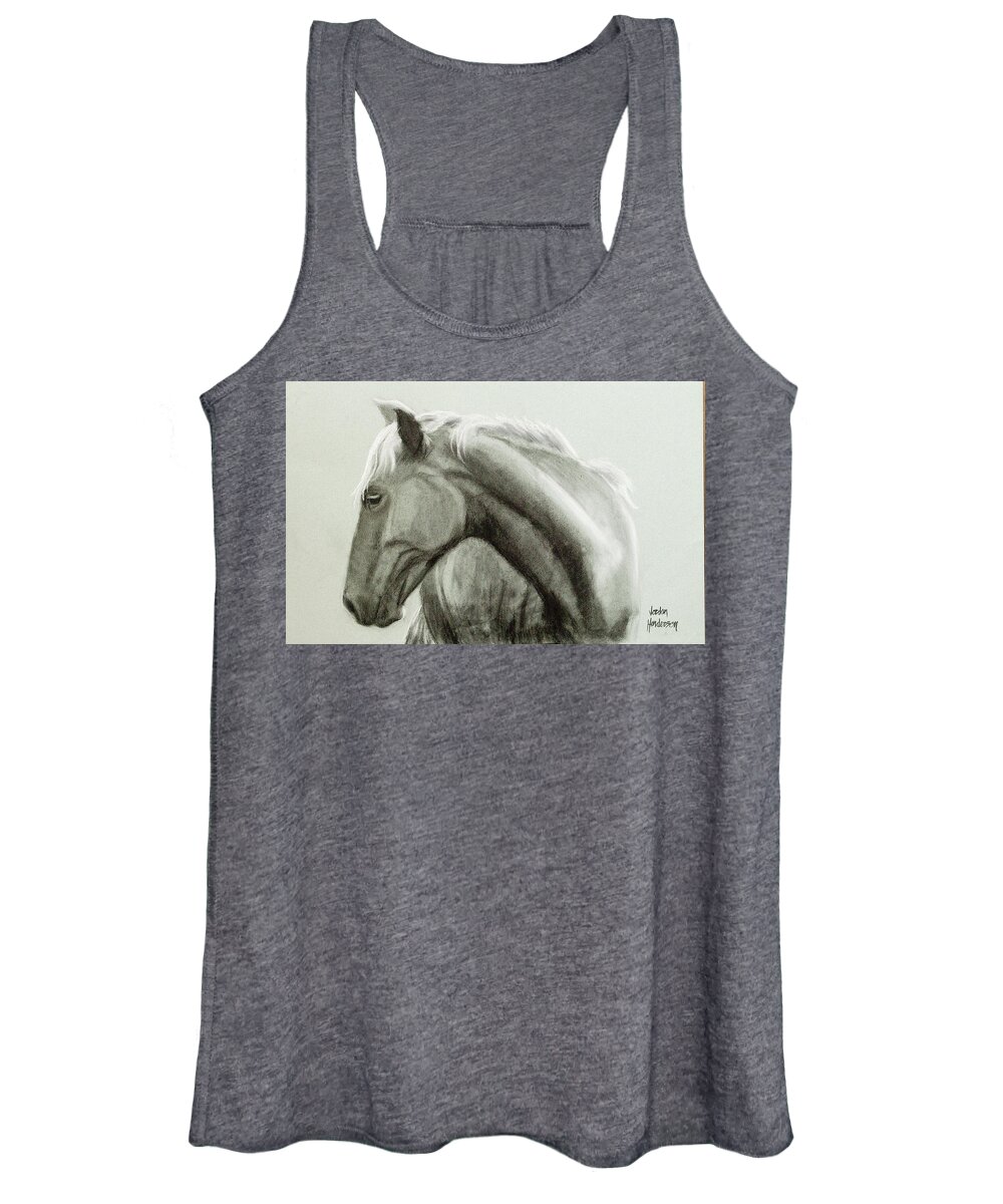 Horse Women's Tank Top featuring the drawing Profile of a Horse by Jordan Henderson