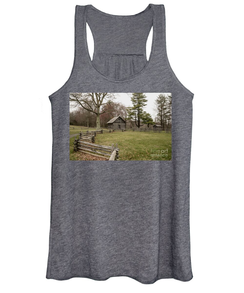 Appalachia Women's Tank Top featuring the photograph Puckett Cabin by Jim Cook