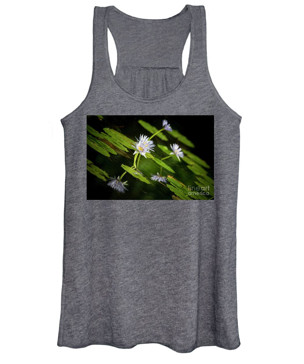Photography Women's Tank Top featuring the photograph Punaluu Lilly Pond 1 by Daniel Knighton