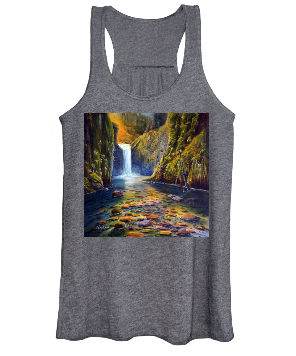Waterfall Women's Tank Top featuring the painting Punch Bowl Falls by Wayne Enslow
