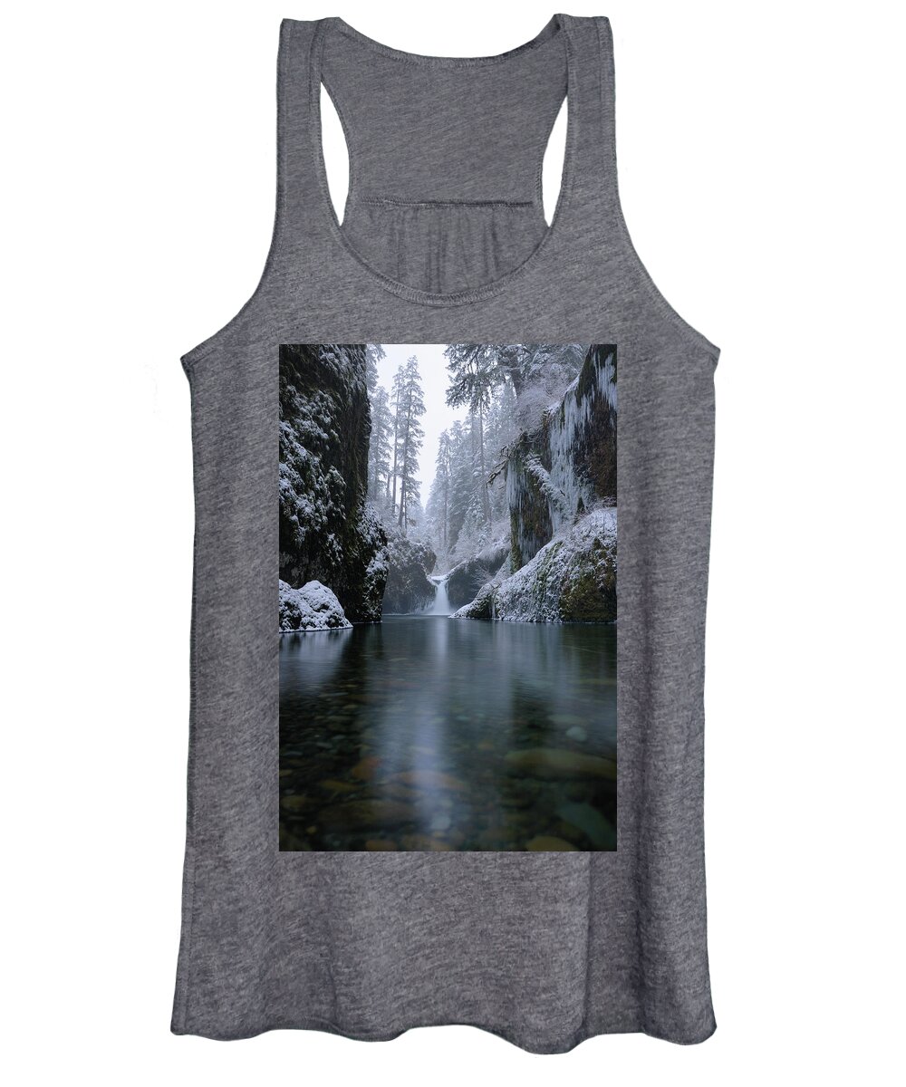 Waterfall Women's Tank Top featuring the photograph Punch Bowl Winter by Andrew Kumler