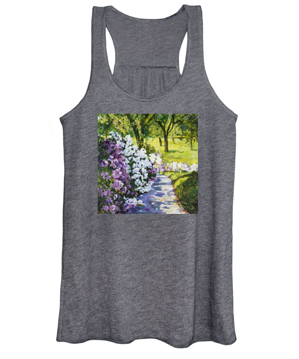 Landscape Women's Tank Top featuring the painting Purple White by Ingrid Dohm