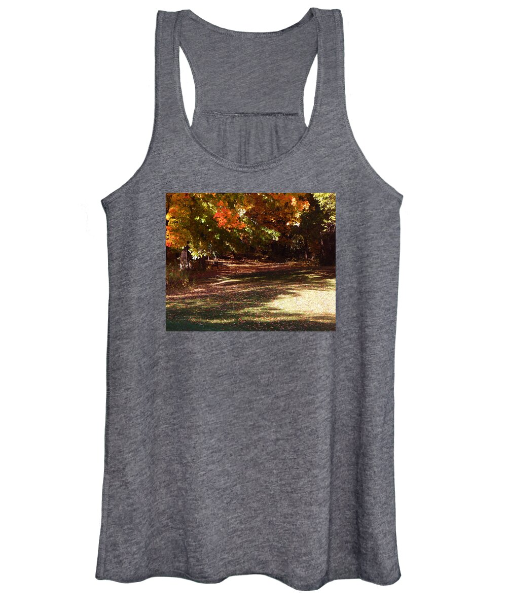 Autumn Women's Tank Top featuring the photograph Quiet Picnic Place by Wild Thing
