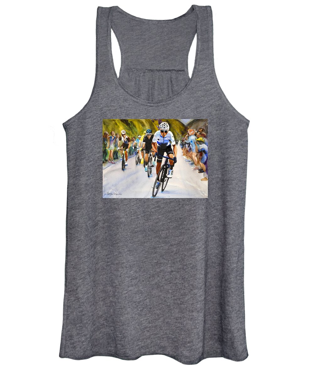 Cycling Women's Tank Top featuring the painting Quintana in White by Shirley Peters