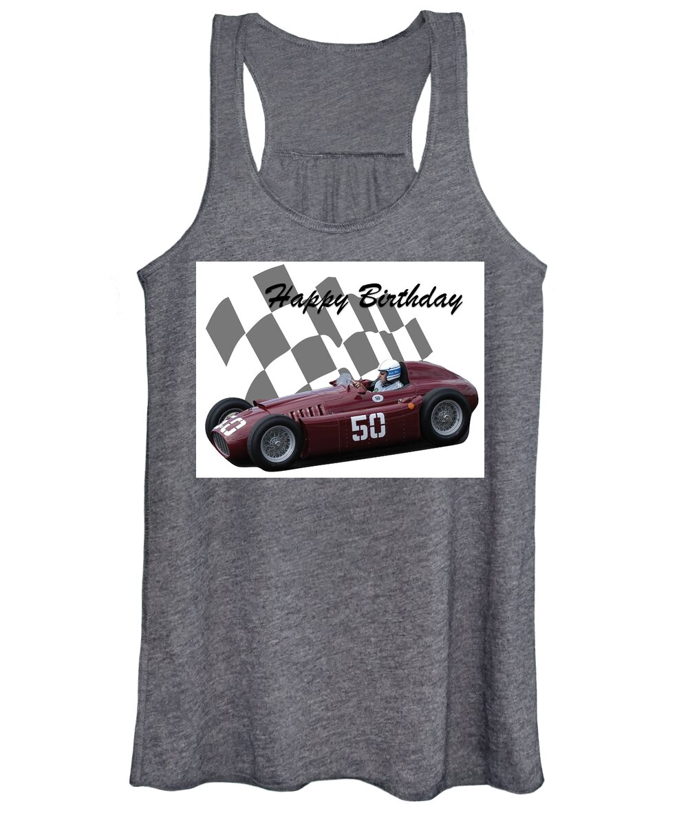 Racing Car Women's Tank Top featuring the photograph Racing Car Birthday Card 1 by John Colley