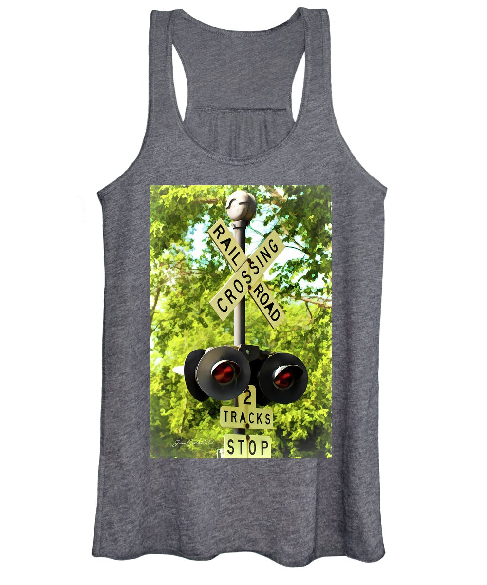 Antique Women's Tank Top featuring the photograph Railroad Crossing by Joann Copeland-Paul