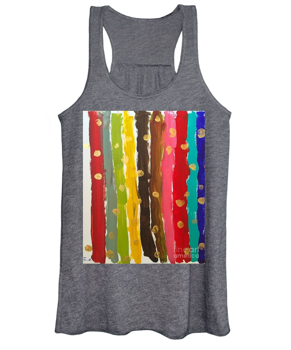 Abstract Women's Tank Top featuring the painting Raining wealth by Wonju Hulse