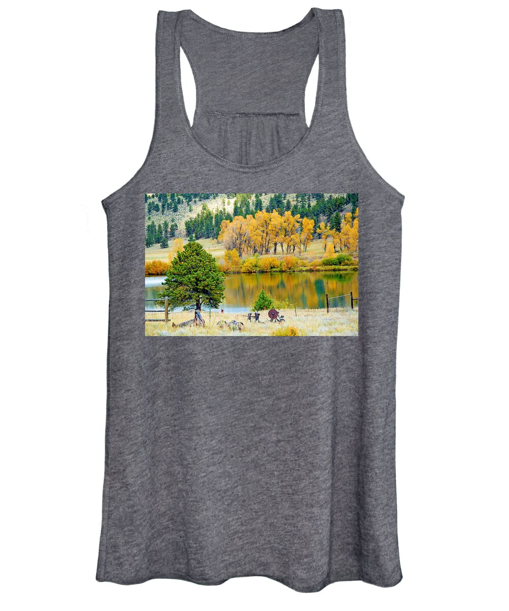 Pond Women's Tank Top featuring the photograph Ranch Pond in Autumn by Robert Meyers-Lussier