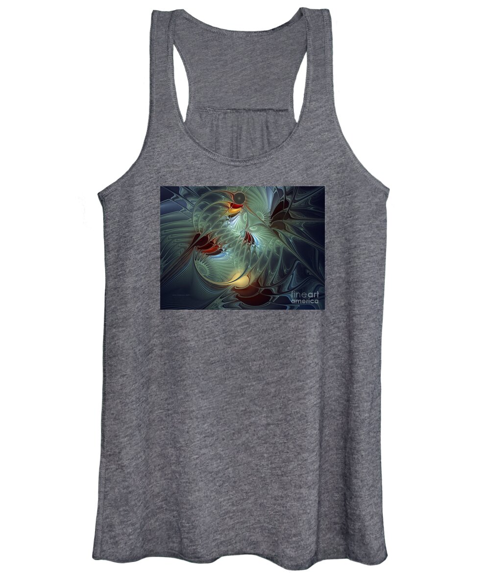 Abstract Women's Tank Top featuring the digital art Reach For The Moon by Karin Kuhlmann