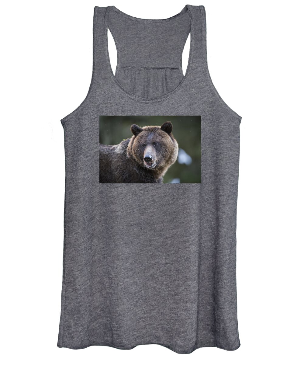 Bear Women's Tank Top featuring the photograph Up Close to a Grizzly by Bill Cubitt