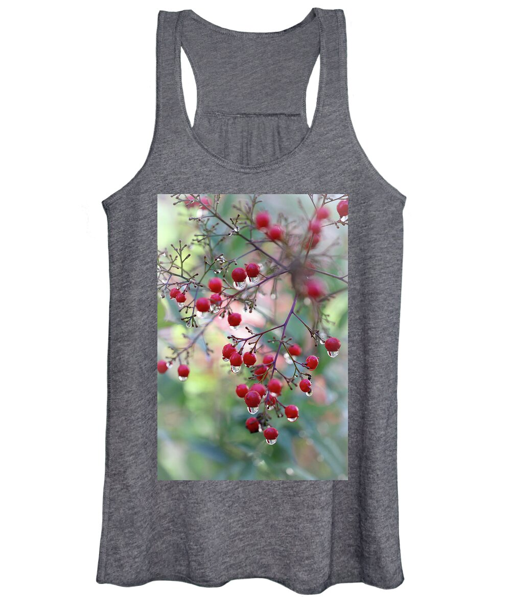Berries Women's Tank Top featuring the photograph Red Berries and Raindrops by Vanessa Thomas