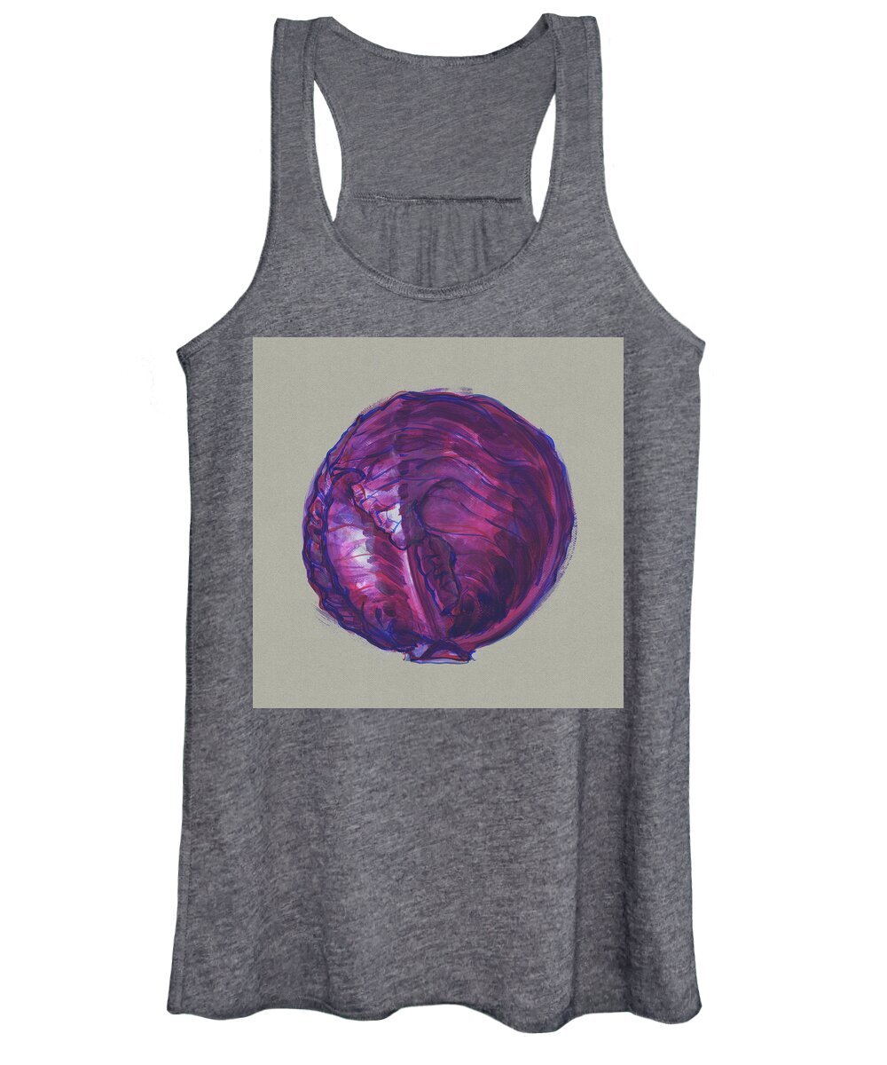 Red Women's Tank Top featuring the painting Red Cabbage by Judith Kunzle