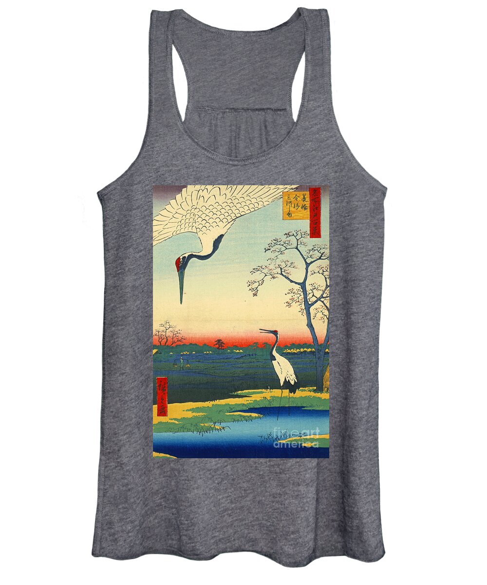 Red Crowned Cranes 1857 Women's Tank Top featuring the photograph Red Crowned Cranes 1857 by Padre Art