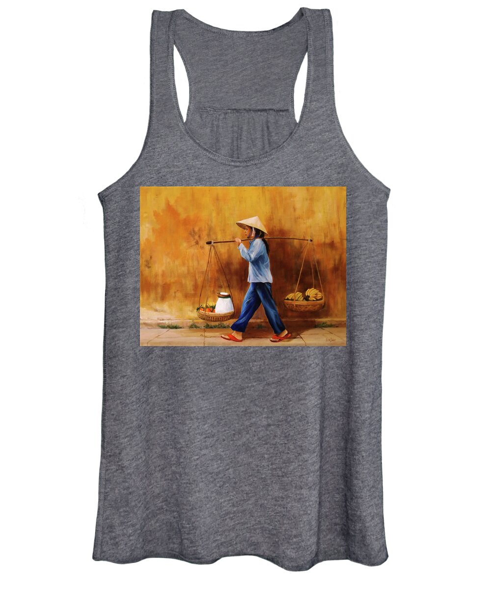 Vietnam Women's Tank Top featuring the painting Red Flip Flops by Barry BLAKE