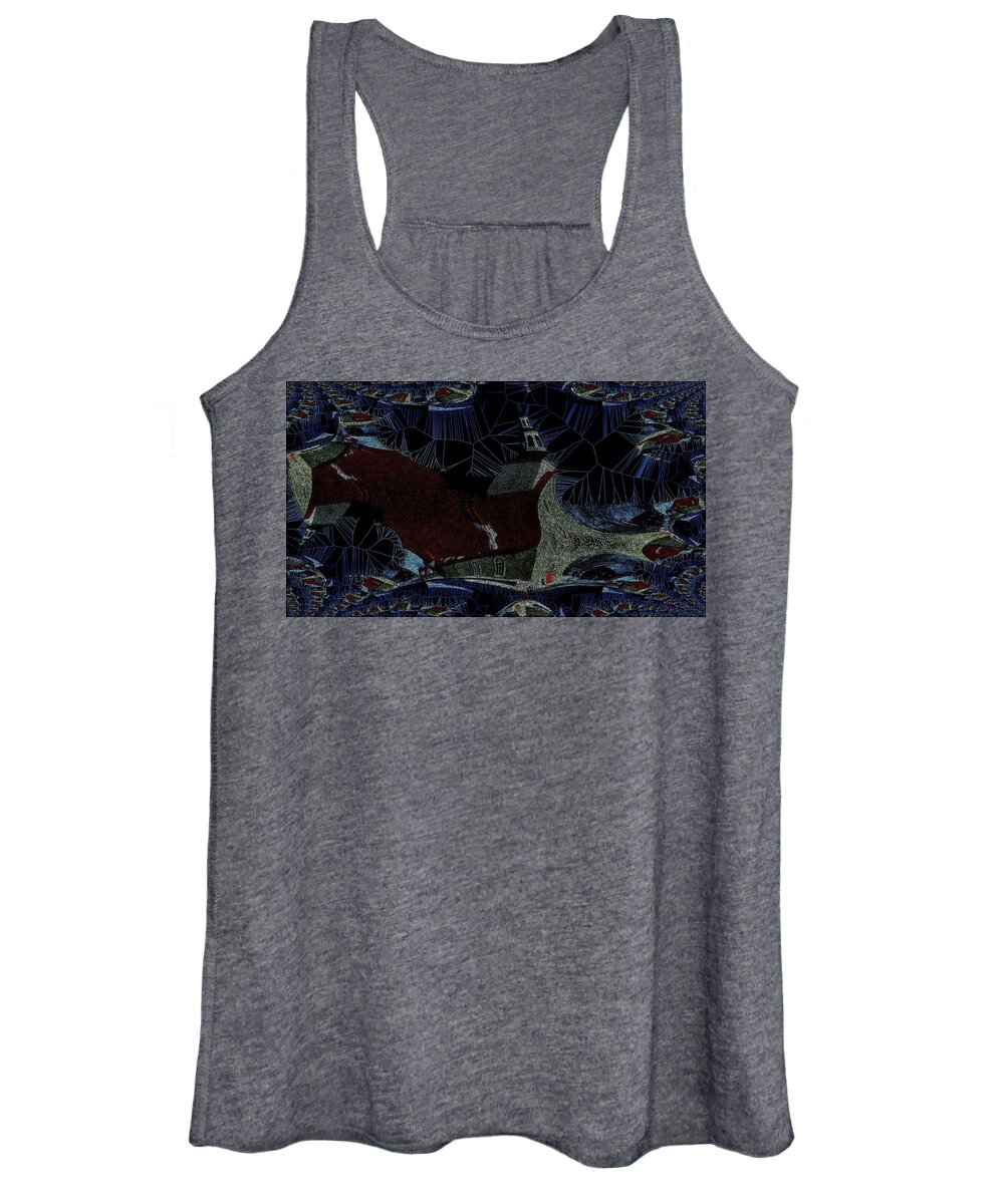 Vorotrans Women's Tank Top featuring the digital art Red Roof by Stephane Poirier