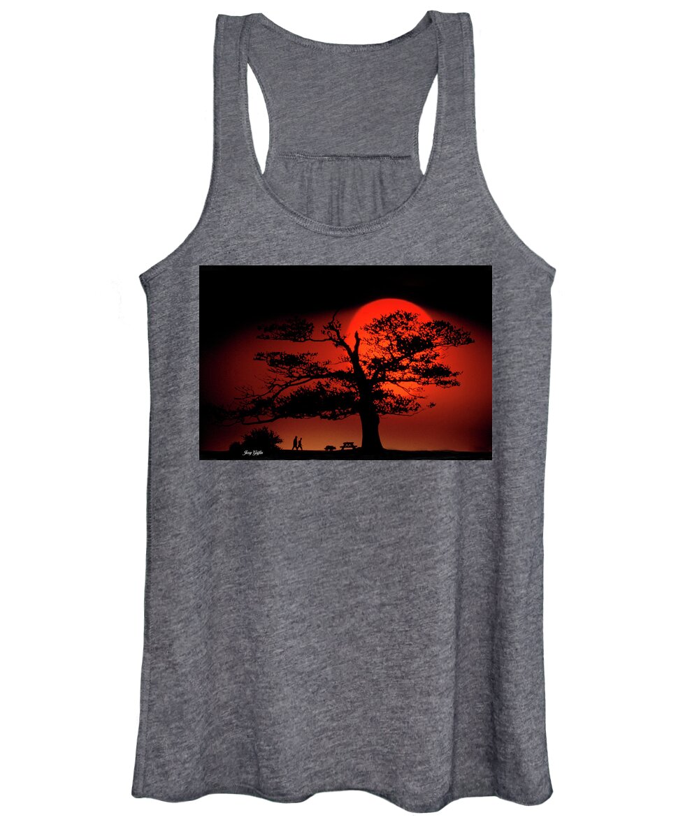 Tree Women's Tank Top featuring the photograph Red Sun Rising by Jerry Griffin