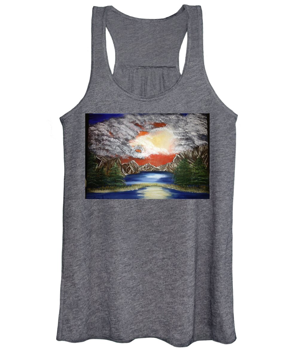 Sunset Women's Tank Top featuring the painting Red Sunset by Suzanne Surber