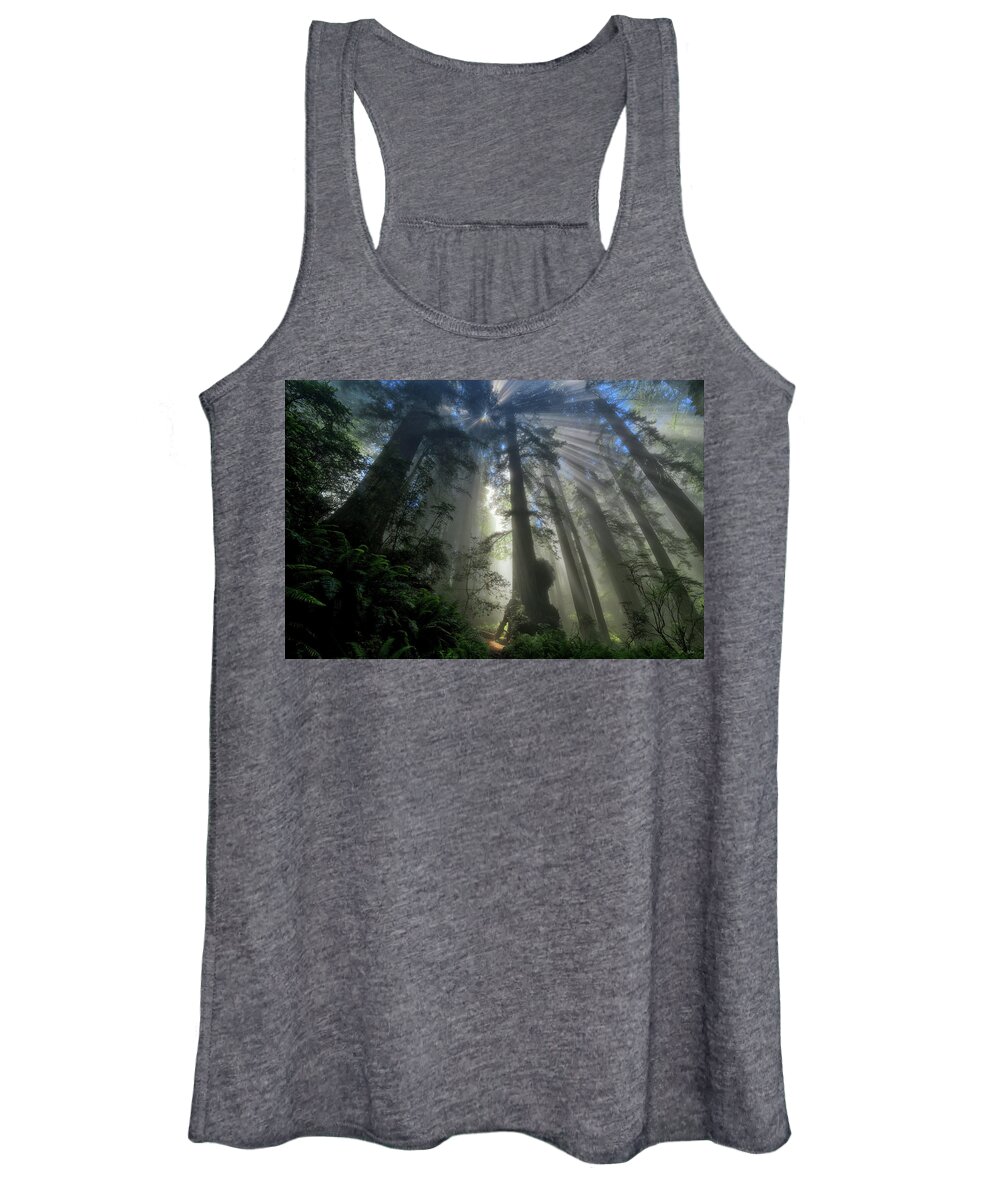 Redwood National Park Women's Tank Top featuring the photograph Redwood God Rays by Greg Norrell