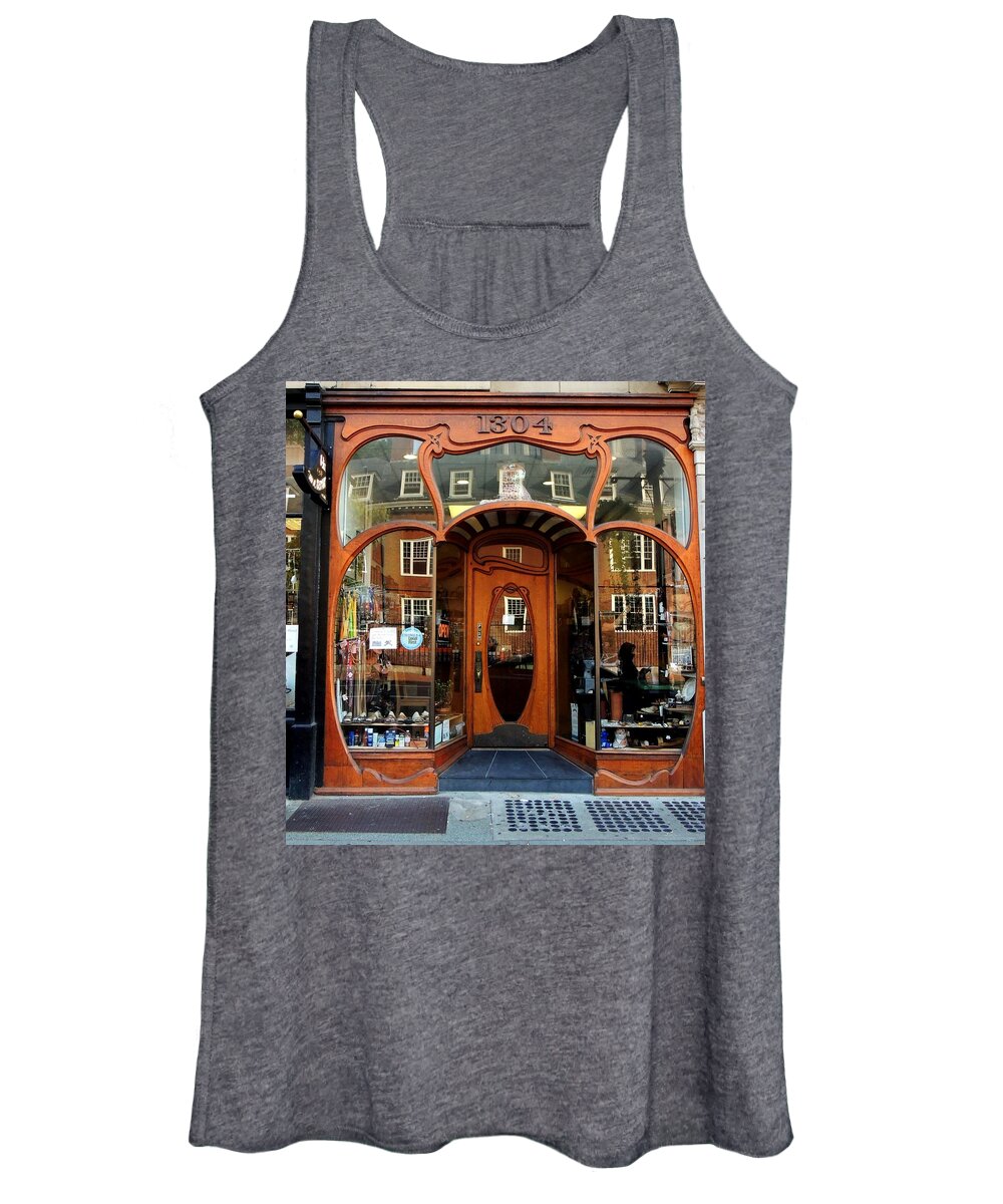 Storefront Women's Tank Top featuring the photograph Reflecting on a Cambridge Shoe Shine by Vincent Green