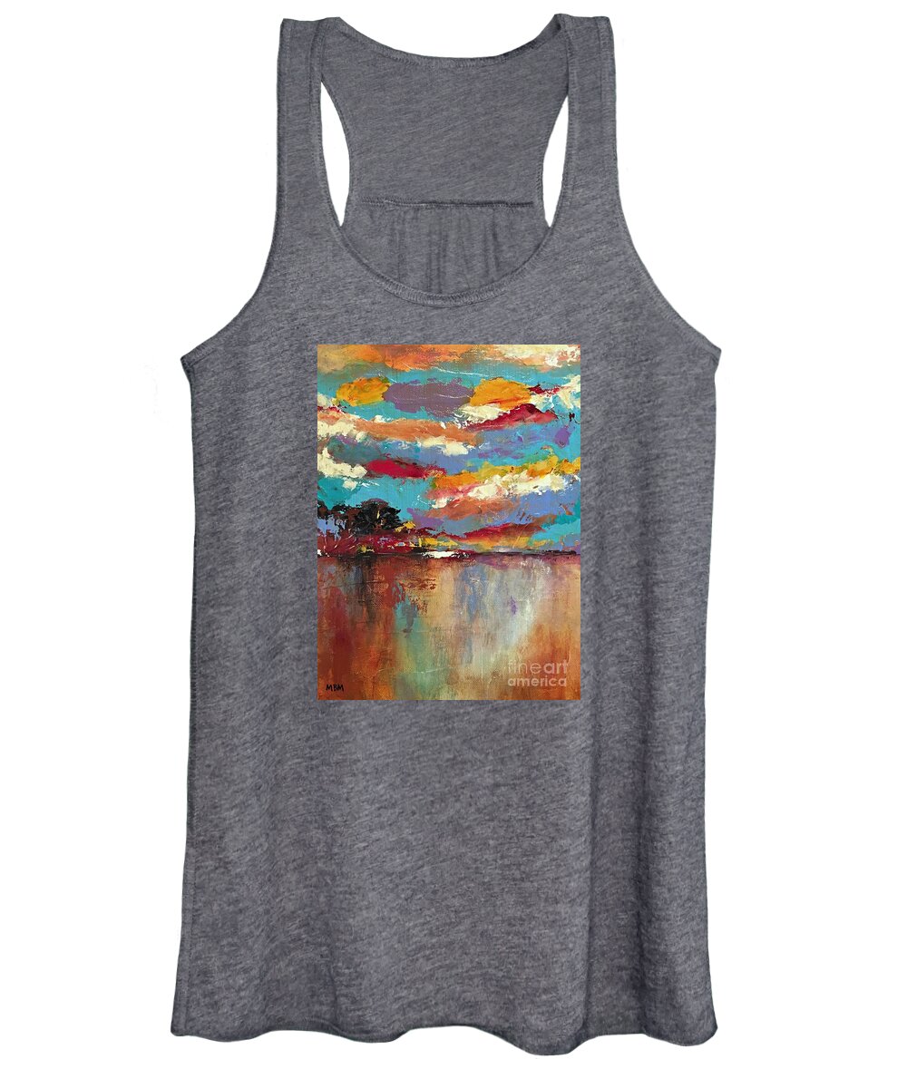 Landscape Women's Tank Top featuring the painting Reflections by Mary Mirabal