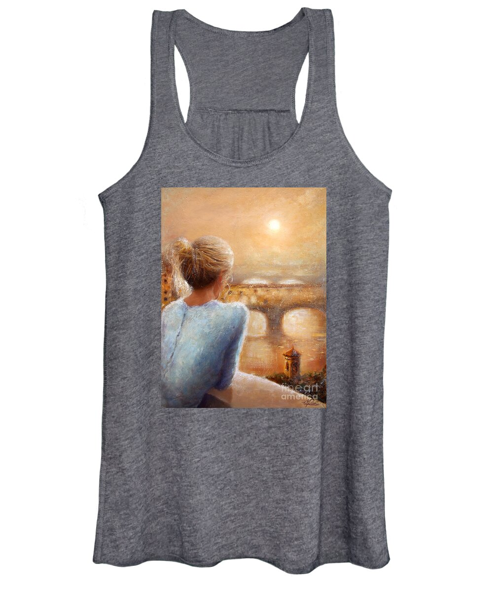 Reflections Of Florence Women's Tank Top featuring the painting Reflections of Florence by Michael Rock